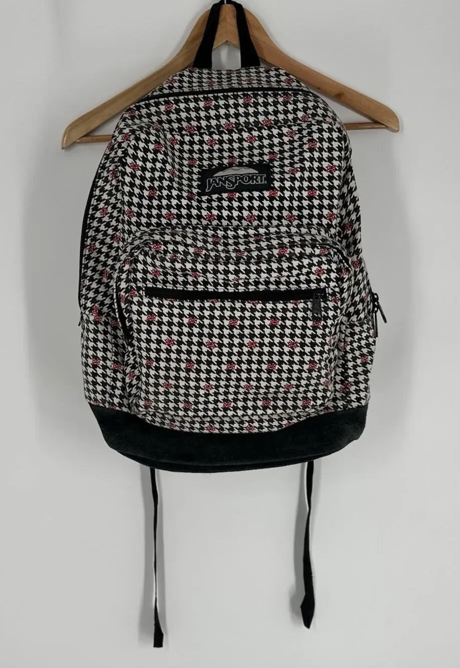 JanSport Disney Minnie Mouse Backpack RARE Houndstooth with Minnie Bows Suede